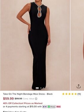 Fashion Nova Black Jeweled Keyhole Bandage Maxi Dress